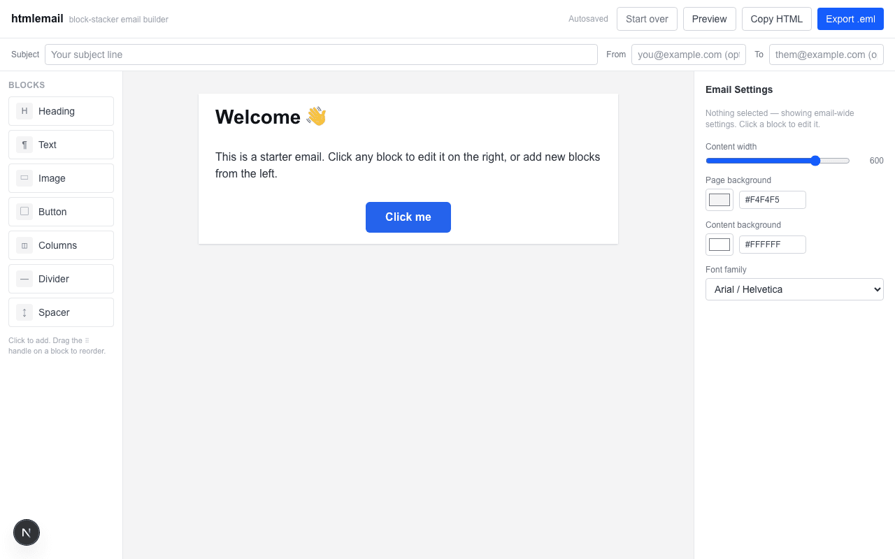 HTML Email Generator screenshot