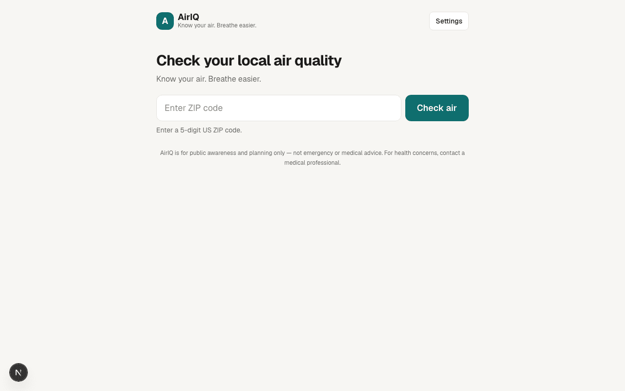 AirIQ screenshot